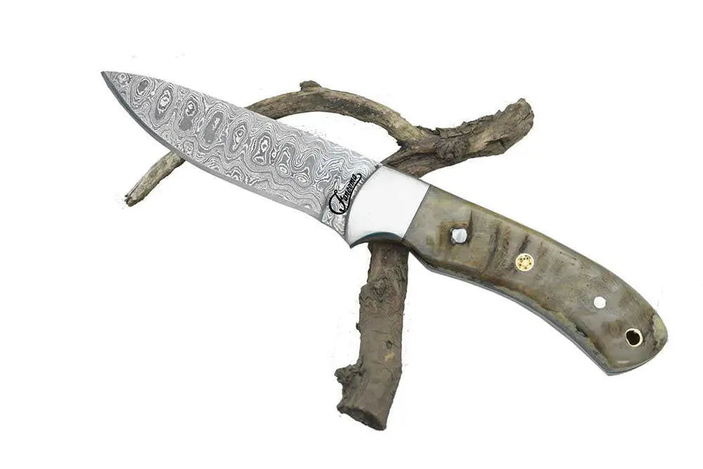 RAM | Hunting Knife | Damascus Blade | Ram Horn Handle | Incredible Gift.