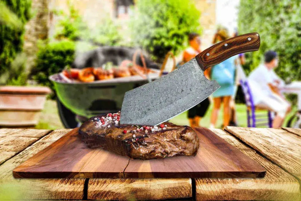 Order Your Damascus Steel Cleaver | Faneema Cutlery.