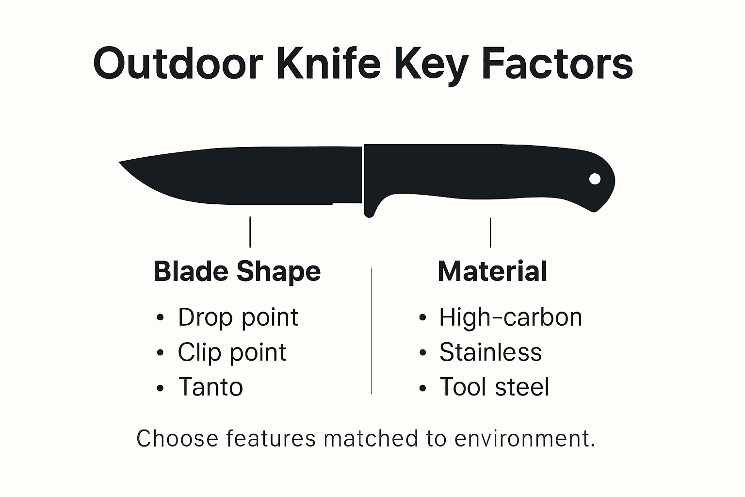 Infographic explaining outdoor knife blade factors