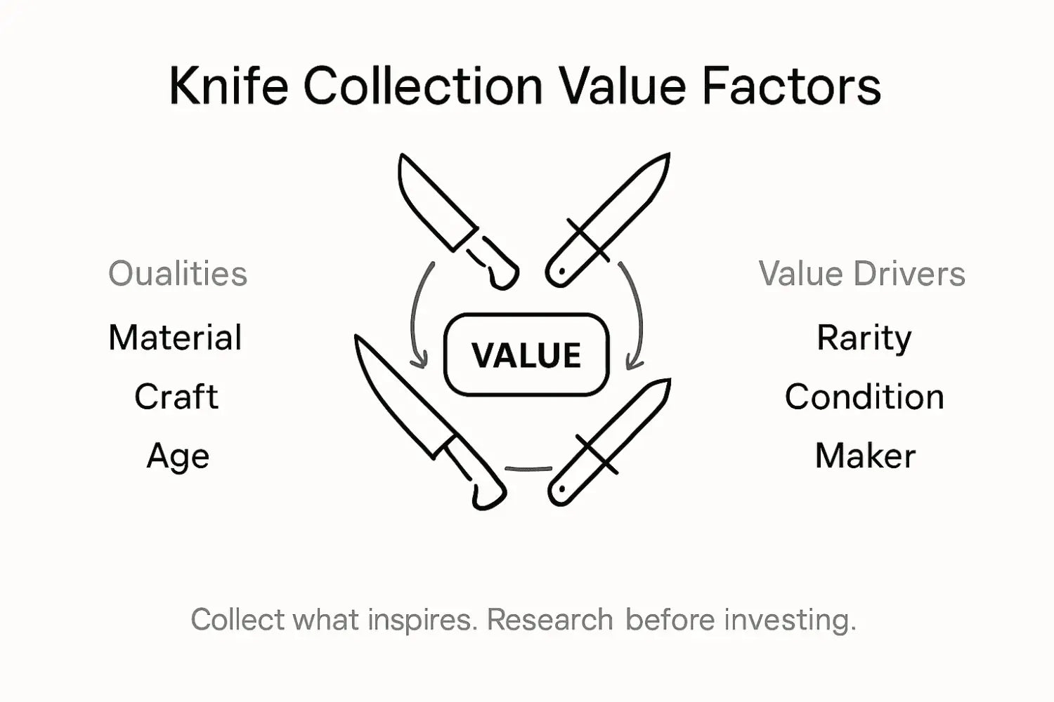 Infographic showing knife collection value factors