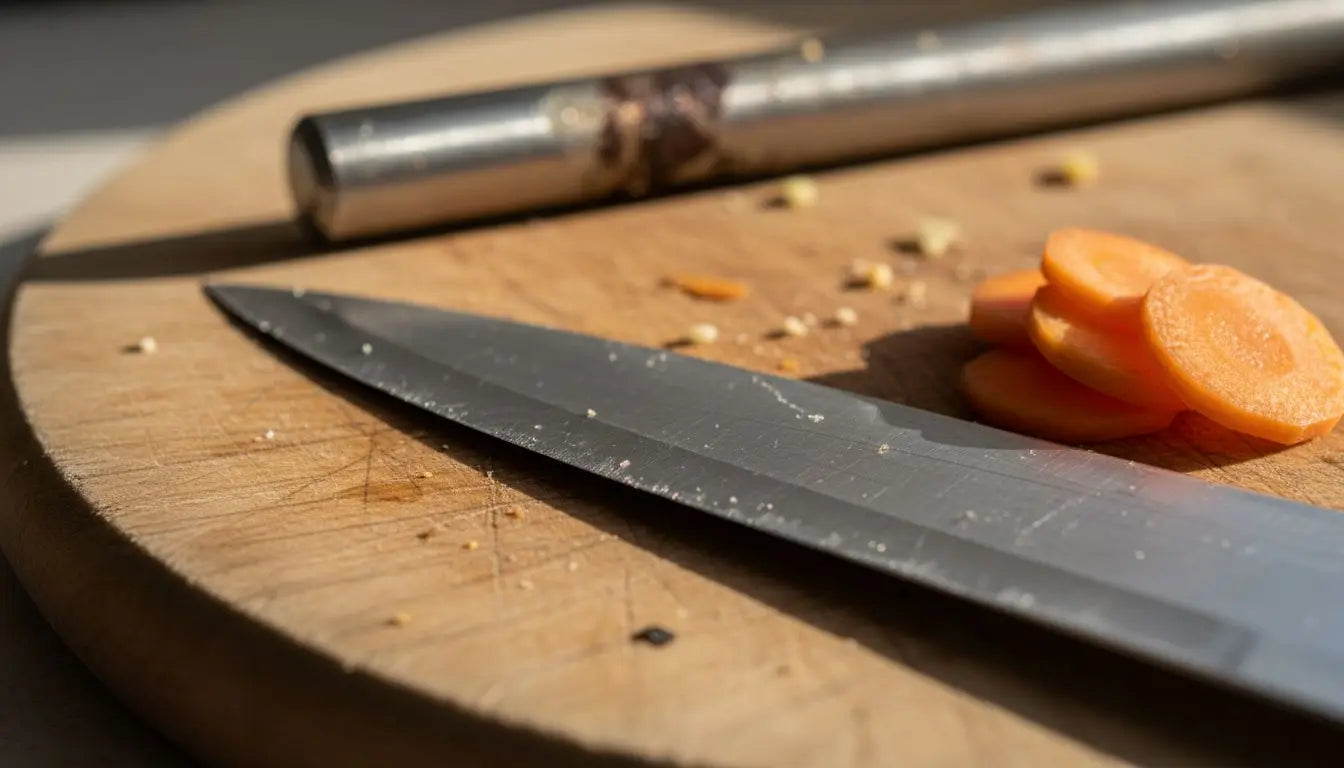 Closeup of dull knife and bent edge