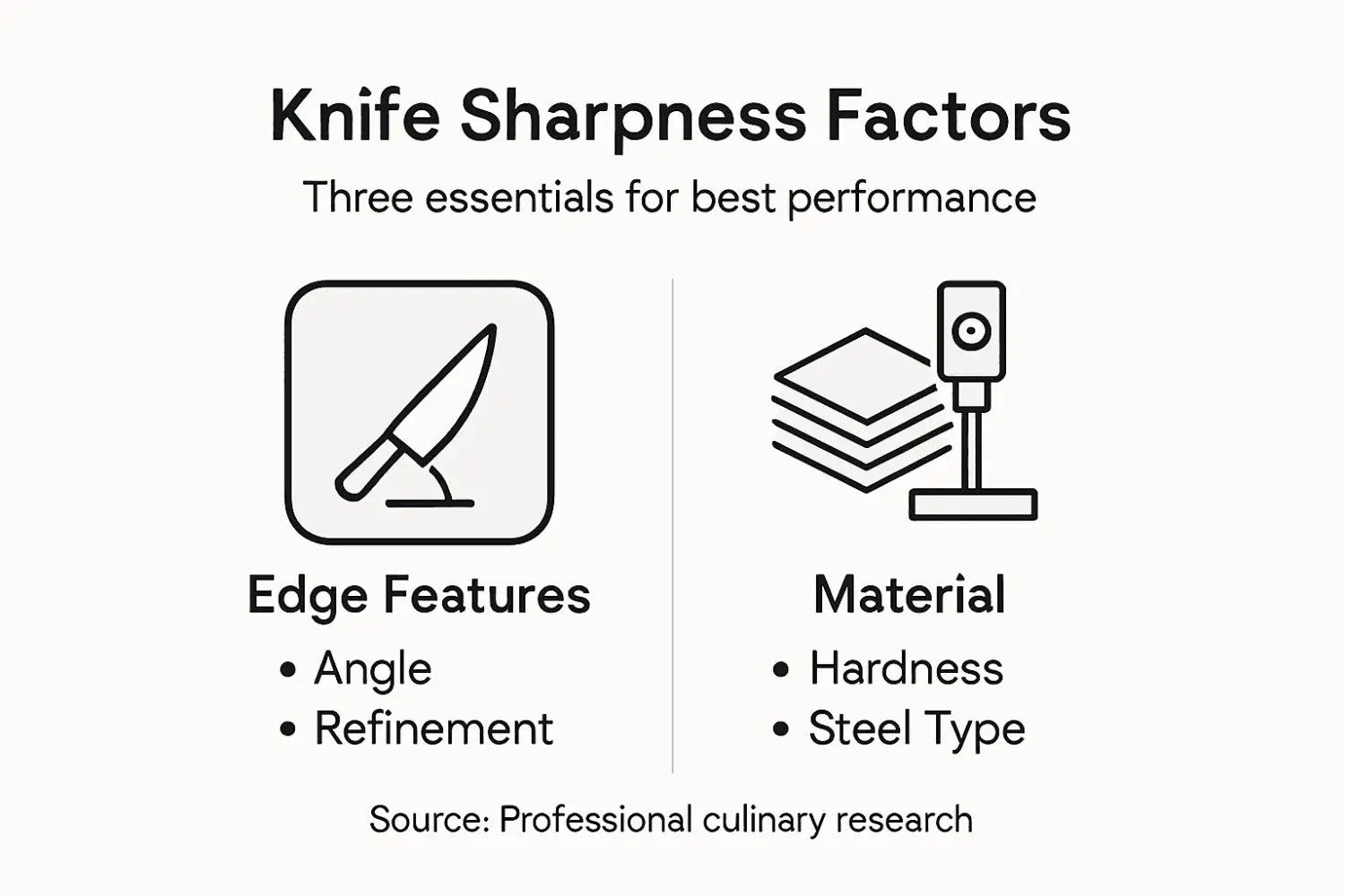 Infographic showing knife sharpness criteria