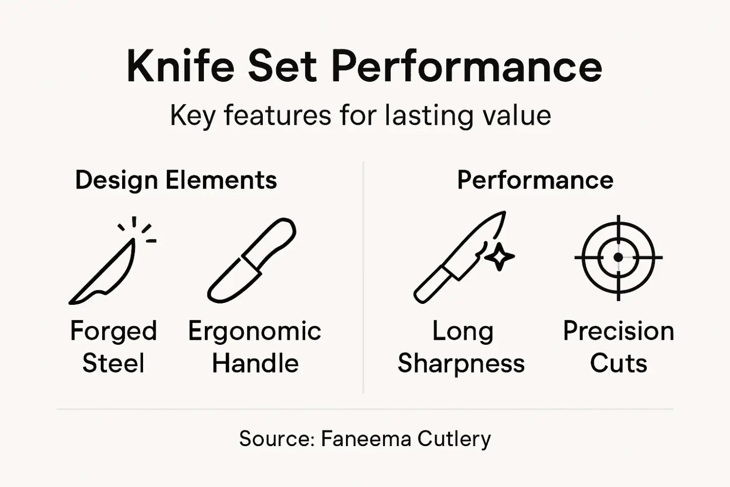 Infographic comparing knife set features and benefits