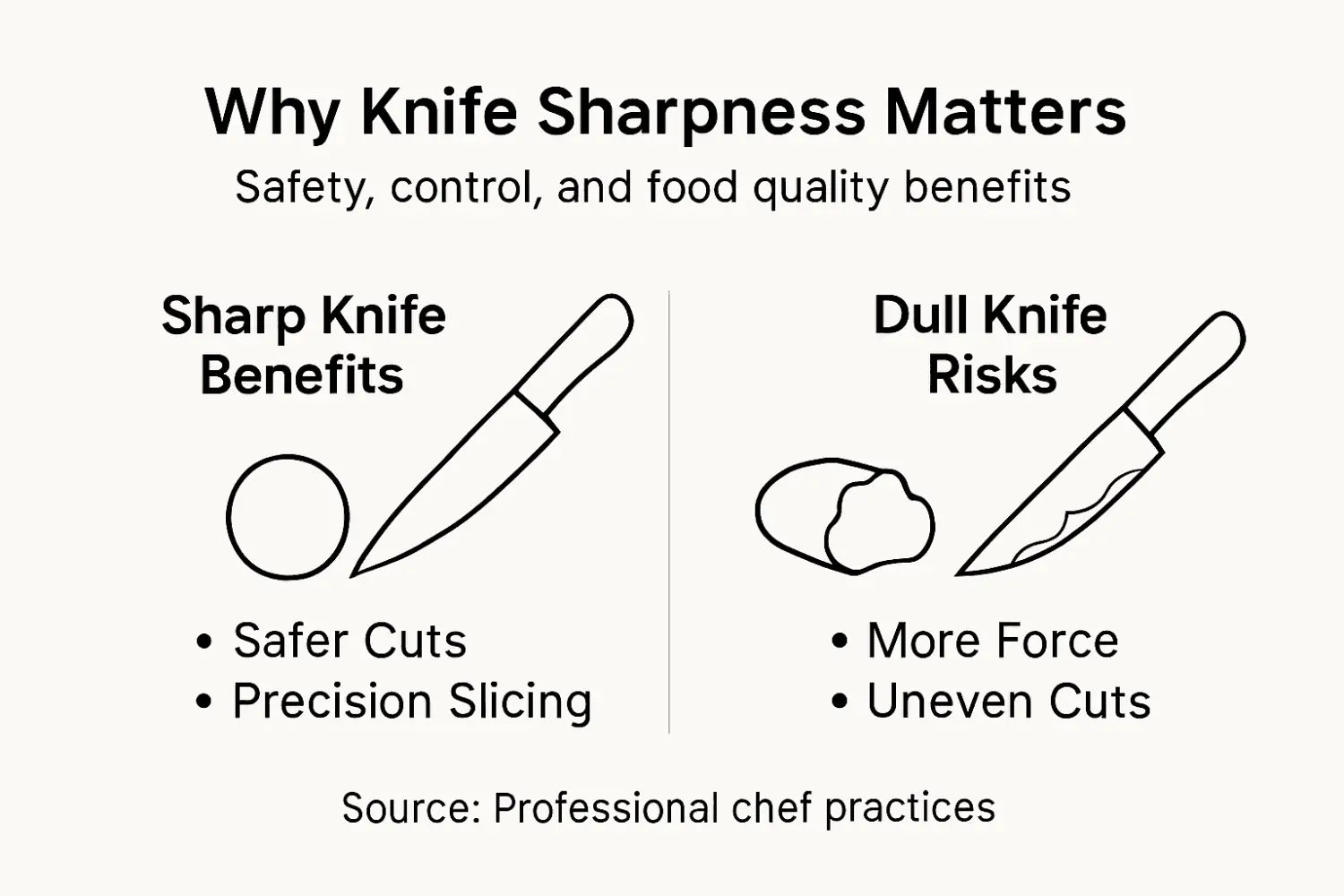 Infographic showing knife sharpness benefits and risks