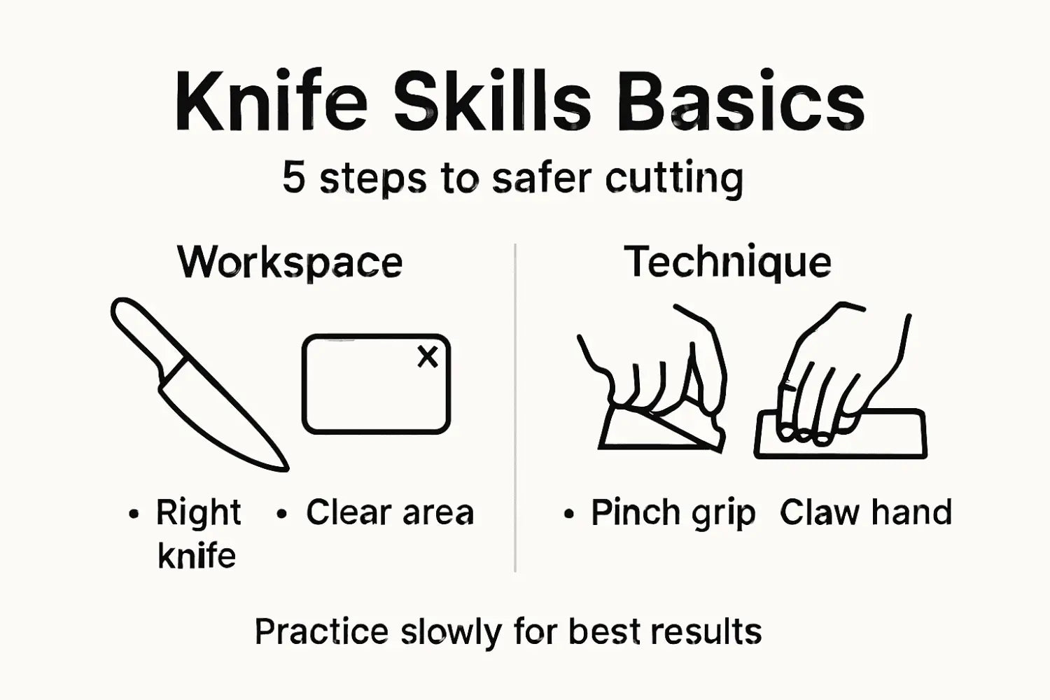 Infographic on basic professional knife skills steps
