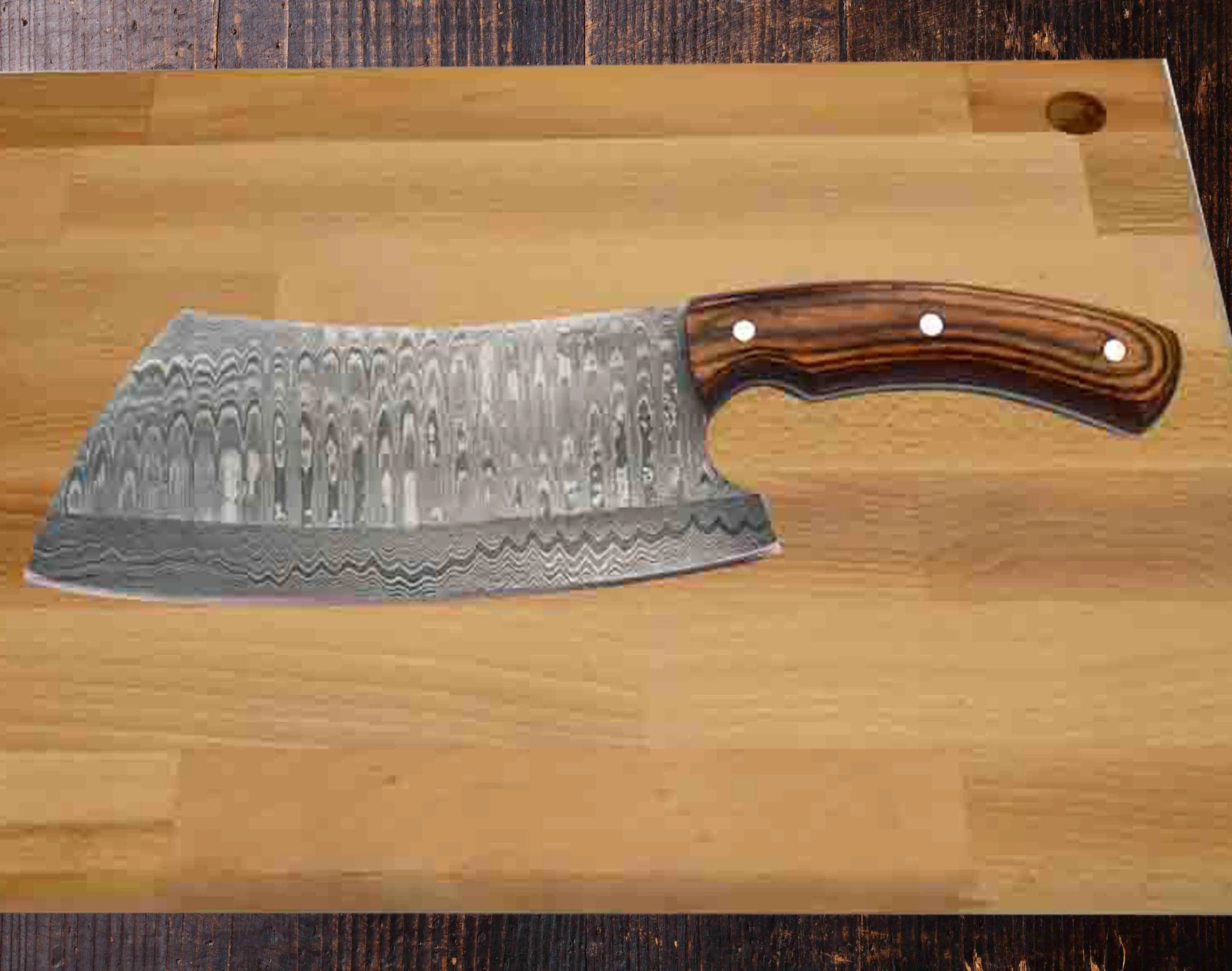 Damascus cleaver by Faneema Cutlery