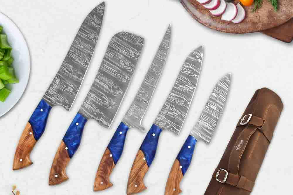 Shop Sapphire Hand Forged Knives Set - Faneema Cutlery.