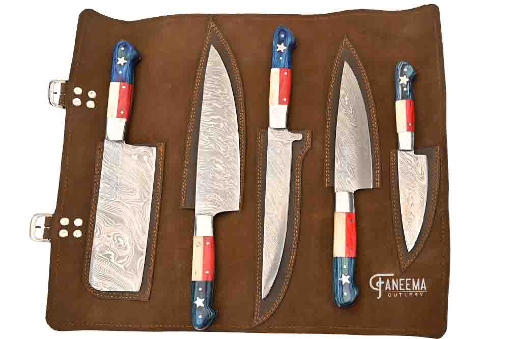 Texas Knife Set | Damascus Steel | Faneema Cutlery