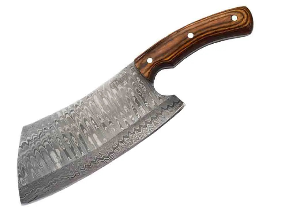 Faneema Cutlery cleaver with wooden handle and patterned blade, best cleaver for home chefs