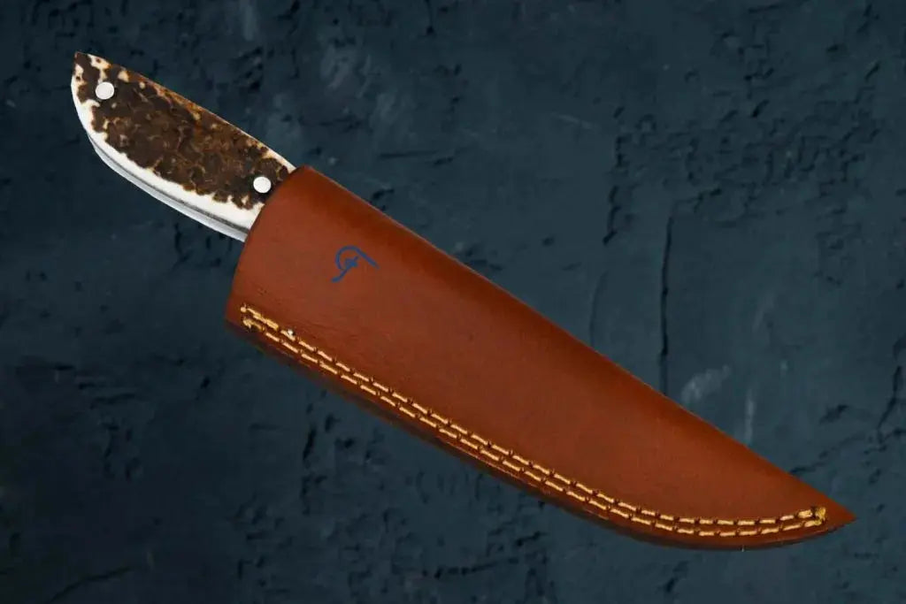 Faneema Cutlery outdoor knife with best outdoor knife with antler handle and leather sheath