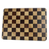 Checker cutting board with lena checker pattern and blue handle chef knife