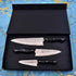 Charcoal 3-pcs knife set with hammered Damascus blades in gift box