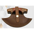 Brown leather axe sheath for Faneema ulu knife with wood handle