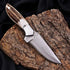 Heorot camping knife with Damascus steel blade and antler handle
