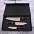 Copper Damascus Knife Set with Gold Inlays in Black Box