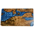 Rectangular burl wood resin cutting board with blue epoxy river inlays