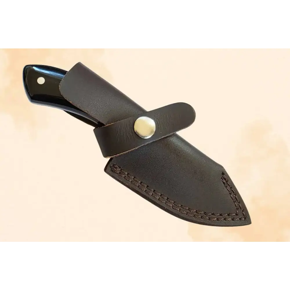 Black leather sheath for Damascus steel outdoor Bubalus Skinner knife