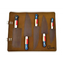 Texas flag Damascus steel kitchen knives in leather roll