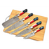 Set of five Damascus steel kitchen knives with Texas flag handles