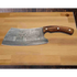 Faneema Damascus cleaver with wavy patterned blade and wooden handle