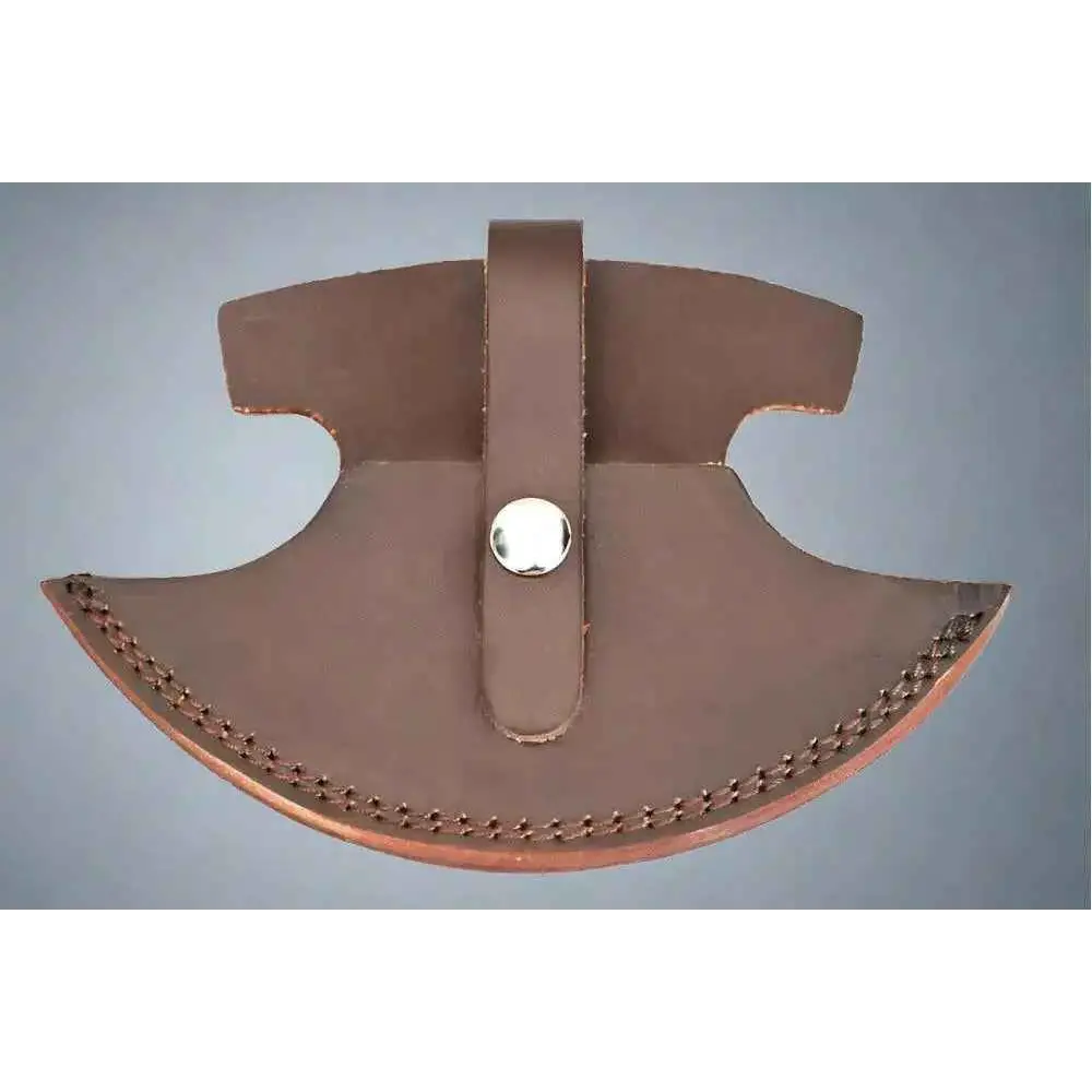Brown leather sheath for Faneema traditional ulu knife with silver snap