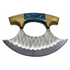 Faneema ulu knife with curved silver blade and blue resin handle