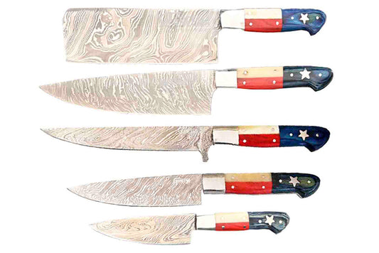 Texas Knife Set | Damascus Steel | Faneema Cutlery