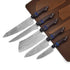 Faneema Cutlery premium chef knife set for home cooks with five Damascus steel blades and wooden handles