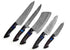 Faneema Cutlery premium chef knife set for home cooks with patterned steel blades and ergonomic black handles