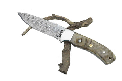 RAM | Hunting Knife | Damascus Blade | Ram Horn Handle | Incredible Gift