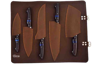 knife set in leather roll