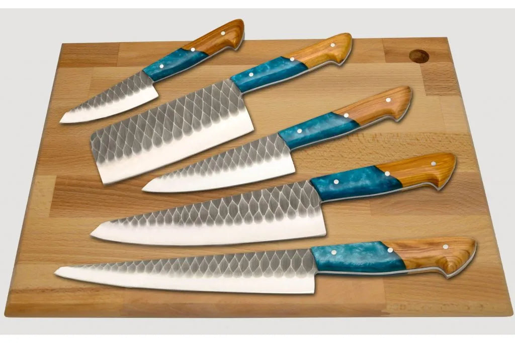turquoise chef knife set