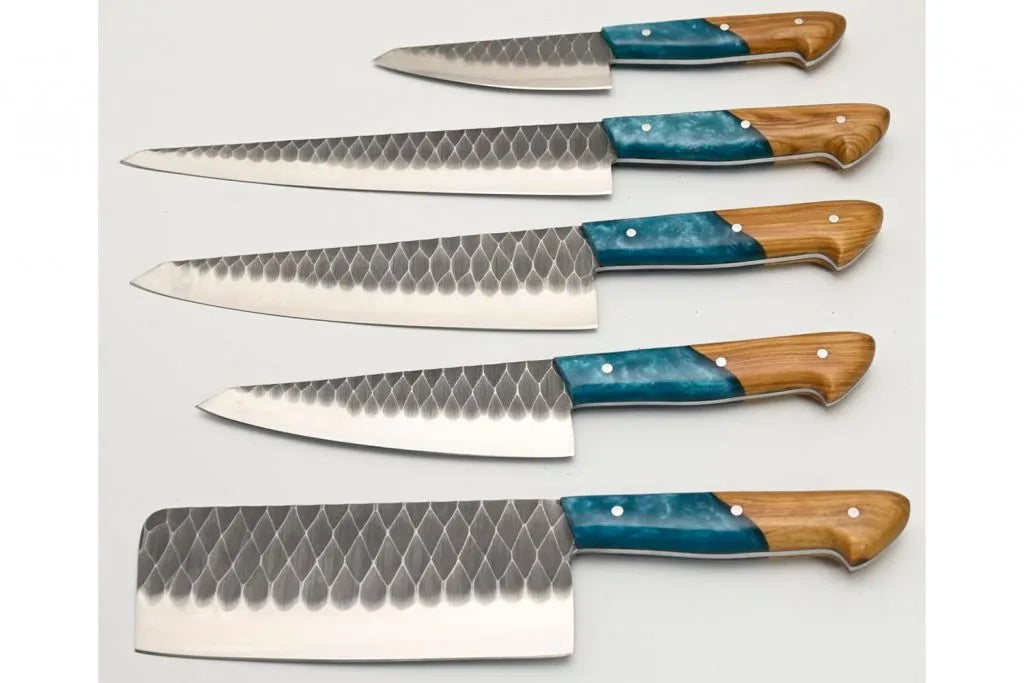 5 pieces HAND FORGED DAMASCUS STEEL CHEF KNIFE KITCHEN Knives Set